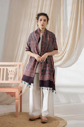 Black - Ajrakh Hand Block Printed - Handloom Cotton Stole